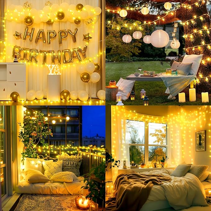 Heceltt 360 LED 118 FT String Lights Outdoor, 8 Modes Warm White Christmas Lights Plug in, IP44 Waterproof Led String Lights with Timer and Memory for Xmas Tree Yard Party Garden Decorations