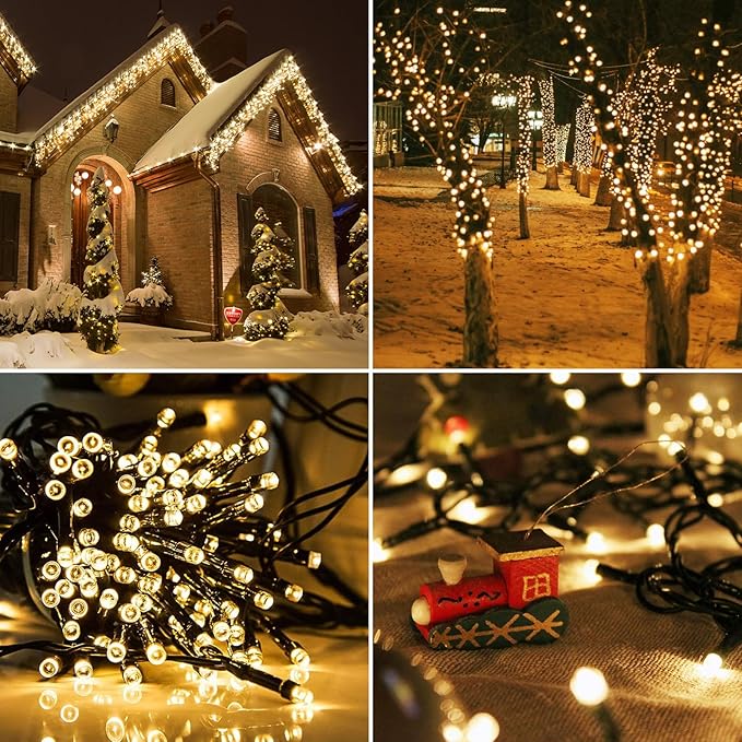 Solar String Lights for Outside, 2 Pack 100 Led Solar String Lights Outdoor Waterproof 100ft Solar Fairy Lights 8 Lighting Mode Solar String Lights Idea for Garden,Courtyards,Trees(Warm White)