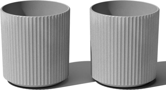 Veradek Demi Series Round Planter for Porch, Patio, Backyard | Durable Plastic-Stone Composite Material | Modern Décor for Tall Plants, Flowers