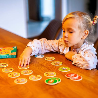 Montessori-Inspired Wooden Matching Game for Toddlers 2-4 Years - Durable, Scratch-Resistant 16 Card Set, Includes Carry Bag - Memory Game for Toddlers 2-4 Years - Cognitive Verbal Skills Development