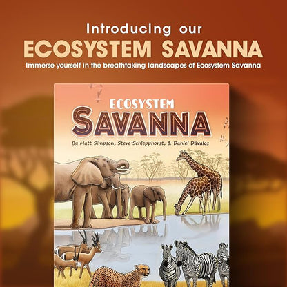 Ecosystem: Savanna - A Family Card Game About Animals on Grassy Woodland of African Savanna - Fun & Educational Ecology Game for Kids & Adults - Strategy Board Game for Gamers, Students & Teachers