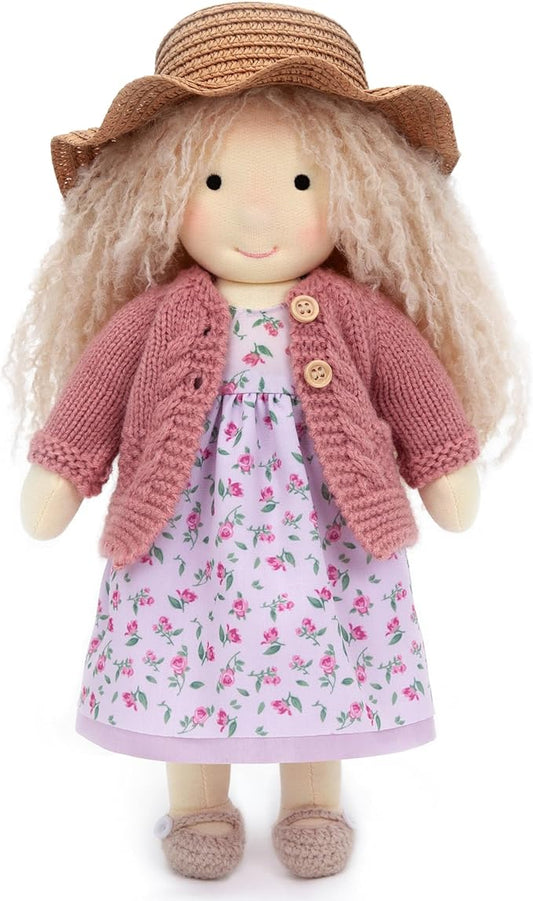BlissfulPixie Waldorf Handmade Rag Doll - Personalized Collectors Plush for Kids Birthday Present With Beautiful Box-Darcy 12"