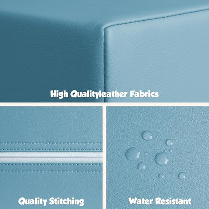 6-Piece Soft PU Leather Toddlers Climbing Toys, Baby Foam Climbing Blocks for Toddlers 3, Foam Play Gym Climbing Structures, Indoor Climb and Crawl Activity Play Set (Light Blue and Green)