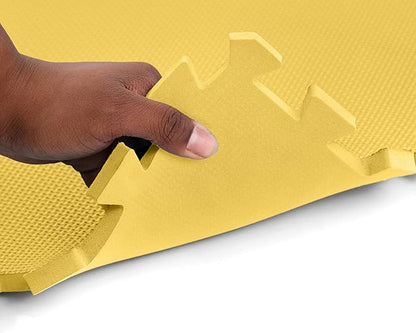 FlooringInc's 1/2" Soft Non-Toxic Baby Play Mat, Toddler Playmat, Colorful Puzzle PlayMat, Floor Mats for Kids & Babies, EVA Foam Interlocking Tiles for Nursery & Playroom | Yellow, 50 Tiles, 200 SqFt