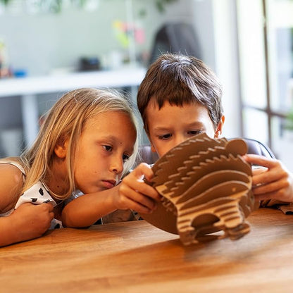 Cottify 3D Cardboard Puzzle - Fun 3D Puzzles for Adults & Kids, Easy to Assemble 3D Puzzle, Eco-Friendly, No Scissors or Glue Needed, Cardboard Assembly Toy, Perfect Sustainable Gift (Bear Head)