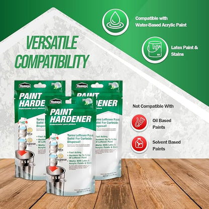 Homax Waste Away Paint Hardener, 12 Packs, 3.5oz - Fast Acting Solidifier for Disposal - Drying Powder for Acrylic & Latex With 25 Pcs. of 14 Inch Wooden Stir Sticks