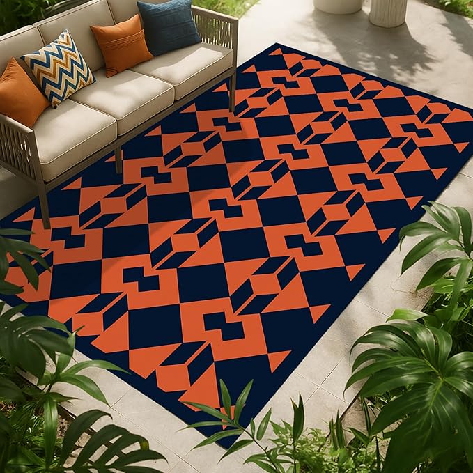 WILDROOTS 5x8 Feet Diamond Mask Plastic Outdoor Rug, Stain Resistant Waterproof Reversible Outdoor Patio Rug, Fade Resistant Camping Rug