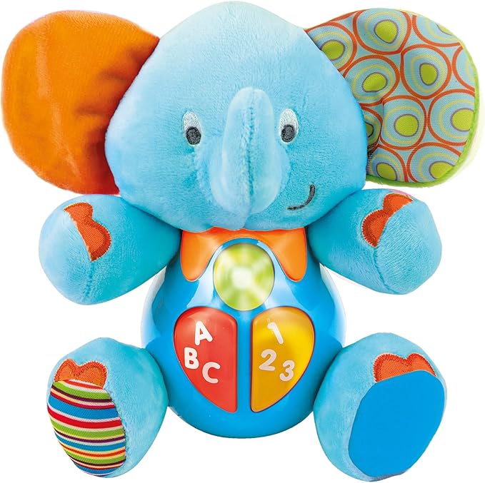 KiddoLab Plush Elephant Baby Toys - Musical Stuffed Animals with 3 Light-Up Buttons, 4 Children's Nursery Songs & Sound Effects - Soft Learning Toy for 3 Months & Olds Infants, Babies & Toddlers