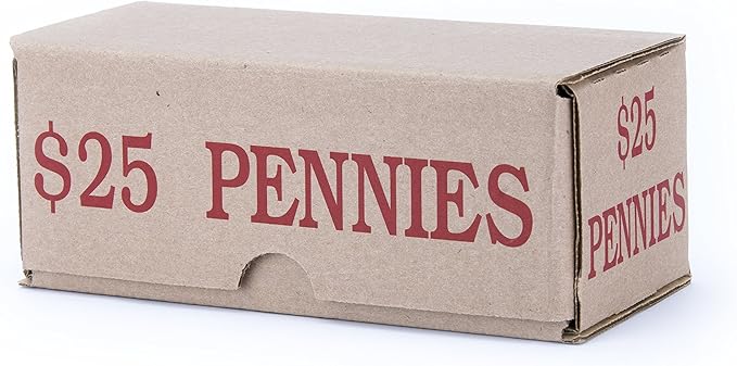 Penny Storage Box Red Holds 50 Wrapped Coin Rolls, 10 Boxes