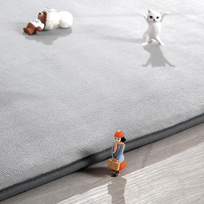 BALAPET Thick Memory Foam 47x47 Play Mat for Playpen, Super Soft Velvet Portable Baby Playpen Mat for Kids Toddler Crawling and Play, Non-Slip Bottom Playmat, Grey