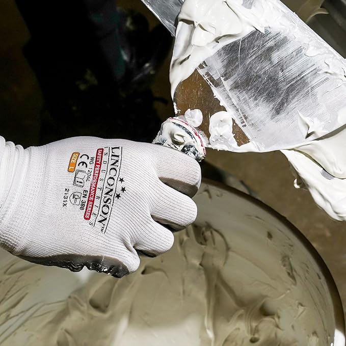 linconson 12 Pack Safety Performance Series Construction Mechanics Wrinkle Latex Work Gloves