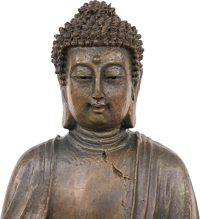 Alpine Corporation 15" Tall Indoor/Outdoor Meditating Buddha Statuary Décor