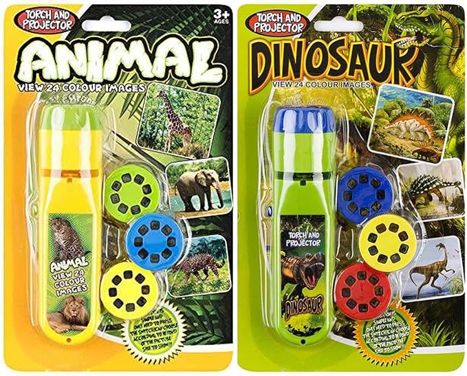 Georgie Porgy Children Projector Toys Educational Science Set Wall Ceiling Tent Torch Flashlight for Kids Gifts for Boys Girls (Dinosaur + Wild Animal)