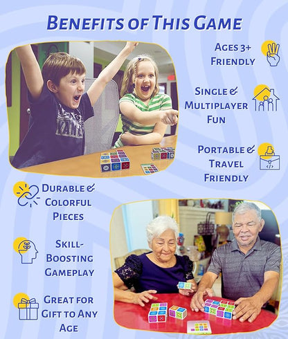 Pattern Matching Board Game for Kids & Adults, Family Night Board Games, Block Puzzle Games for Kids, Ages 3+ to 99 yrs, Play 1 to 5 Players, for Birthdays, Premium Quality Solid Wood