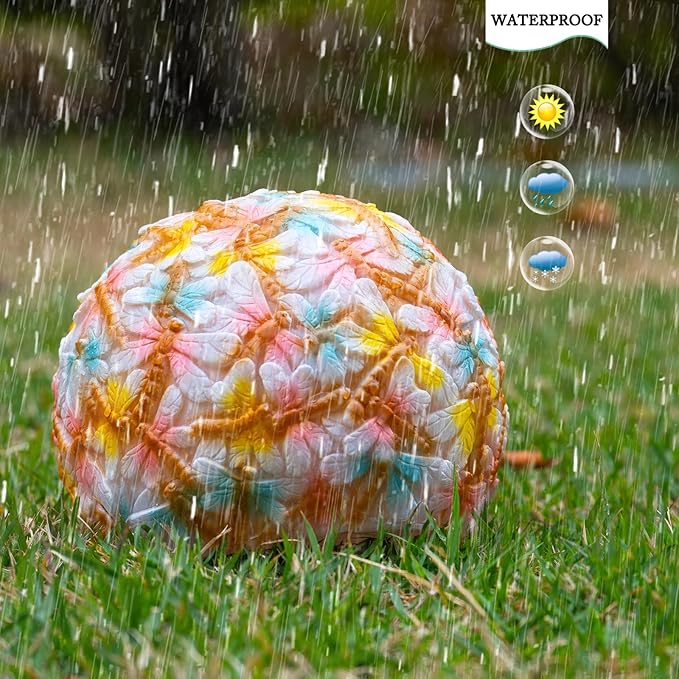 Garden Solar Dragonfly Globe Lights - Waterproof Multicolor Ball Lights for Yard, Pathway, Patio, Lawn Decor