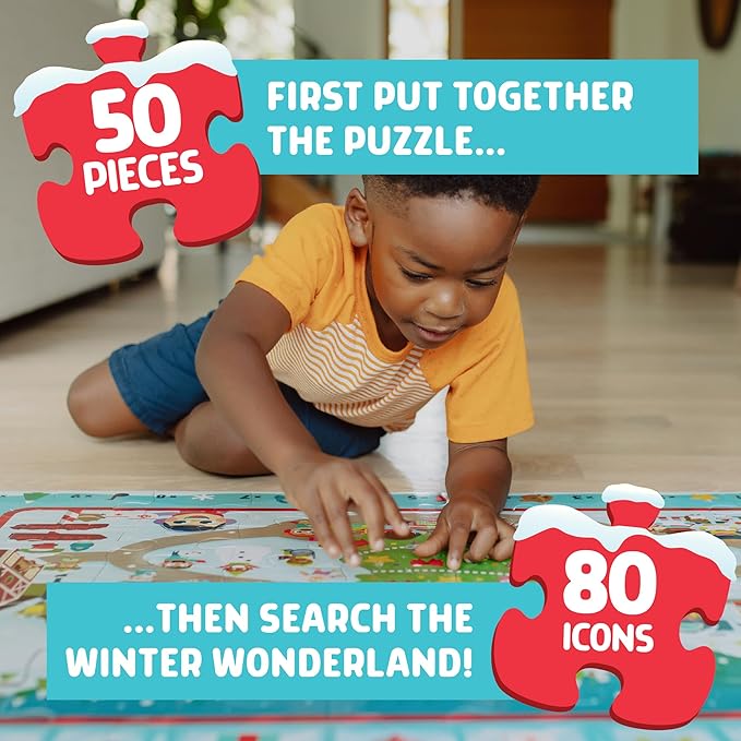 Chuckle & Roar - Christmas Village Puzzle - Engaging and Educational Puzzles for Kids - Larger Pieces Designed for Preschool Hands - 50 PC Floor Puzzle
