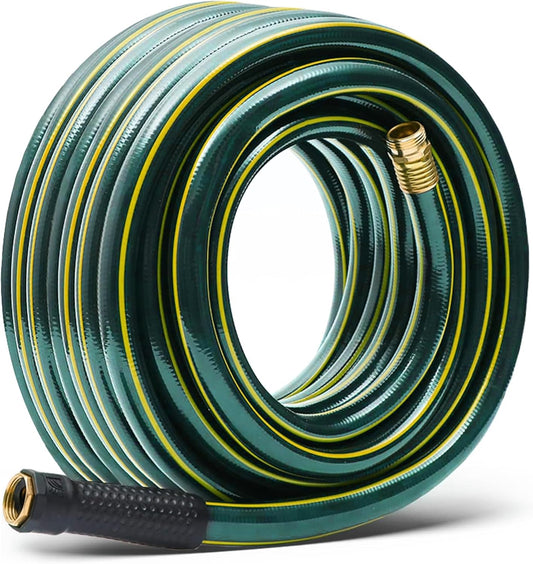 Solution4Patio Long Green Garden Hose 3/4 in. x 50 ft. -Kink Free, No Leaking, Male/Female Fittings -Heavy Duty Durable Flexible Lightweight Water Pipe -Brass Aluminum Ends for Household & Commercial