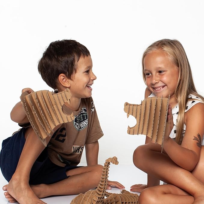 Cottify 3D Cardboard Puzzle - Fun 3D Puzzles for Adults & Kids, Easy to Assemble 3D Puzzle, Eco-Friendly, No Scissors or Glue Needed, Cardboard Assembly Toy, Perfect Sustainable Gift (Bear Head)