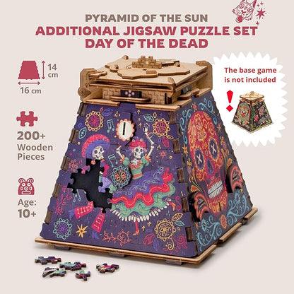 iDventure Cluepuzzle Expansion Day of The Dead | Wooden Puzzle with 200+ Pieces | Escape Room Game | Gift Box | 4 Designs | Puzzle Size 20x12 cm | Wooden Puzzles for Adults and 10+ | Gift | Hobby