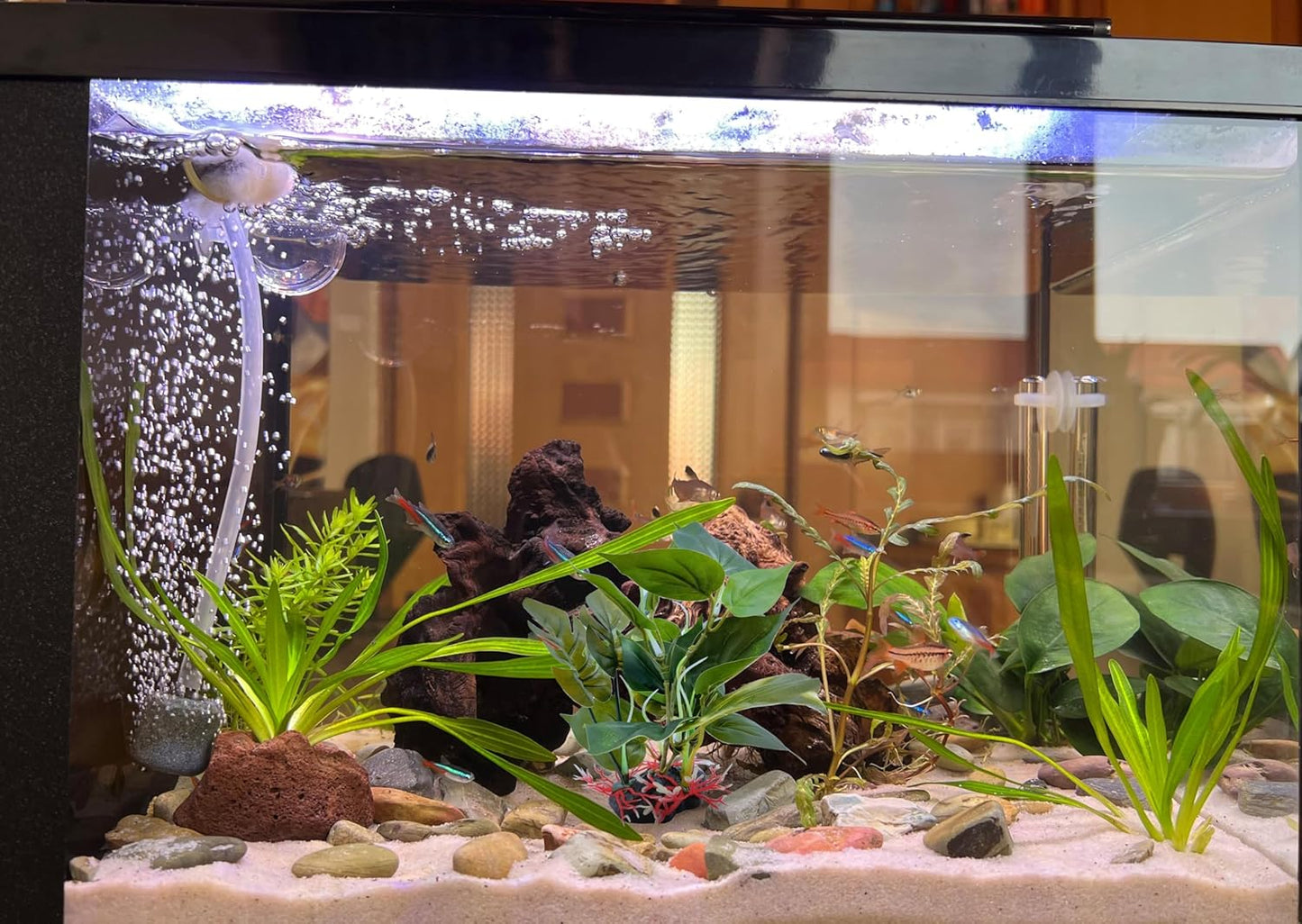 M2cbridge Artificial Fish Tank Plants Silk Aquarium Plant Aquatic Water Grass Foreground Decor (2PCS (Tall and Short))