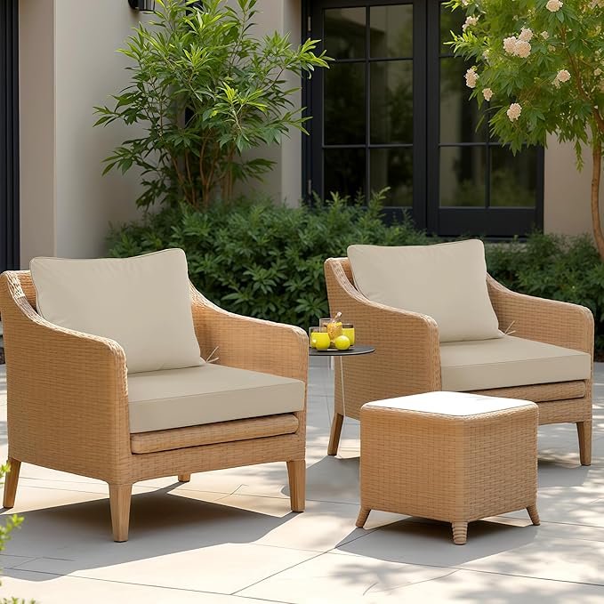 19"x19" Outdoor Cushion for Patio Furniture – Water-Repellent & Fade-Resistant Patio Chair Cushion for Garden, Deck, or Porch – Cream