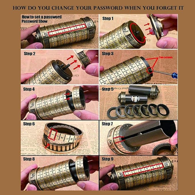 Cryptex Da Vinci Code Mini Cryptex Lock Puzzle Boxes with Hidden Compartments Anniversary Valentine's Day Romantic Birthday Gifts for Her Gifts for Girlfriend Box for Men