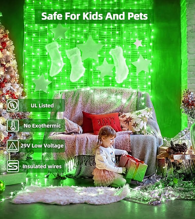 750 LED Outdoor Christmas Lights Decorations, 246ft Green Wire LED Christmas String Lights with Timer Memory, Twinkle Lighs for Indoor Outdoor Xmas Party Christmas Tree Wedding Garden Patio Green