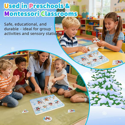 Sound Puzzle, Wooden Pegged Puzzles for Toddlers, 6 Arctic Animals Toys with Fun Sound Effects, Educational Toddler Toys for Kids More Than 12 Months, for Boys & Girls