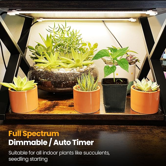 Mosthink Grow Lights for Indoor Plants Full Spectrum, 4 Packs Grow Light Strips with Auto Timer 3/6/12H, Dimmable Plant Growing Lamp for Indoor Greenhouse,Seedling,432 LEDs (16 Inches)