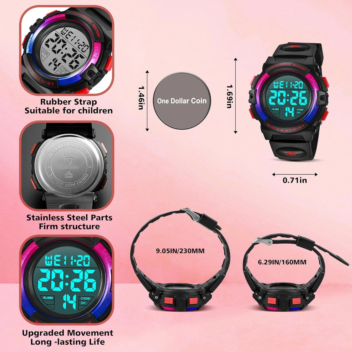 Kids Watch,Boys Watch for 3-15 Year Old Boys,Digital Sport Outdoor Multifunctional Chronograph LED 50 M Waterproof Alarm Calendar Analog Watch for Children with Silicone Band,Kids Gift