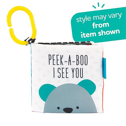 Sassy Peek-a-Boo Activity Book with Attachable Link for On-The-Go Travel, Sensory Play, Black & White, Ages 0+ Months (Pack of 12)