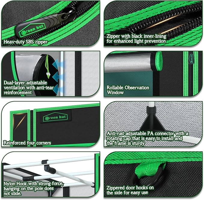 3x3 Grow Tent, 36"x36"x72" Growing Tent with Observation Window and Floor Tray for Hydroponics Indoor Plant Growing 3x3 Grow Room