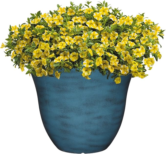 Classic Home and Garden Honeysuckle Resin Flower Pot Planter, Blue Jean, 15"