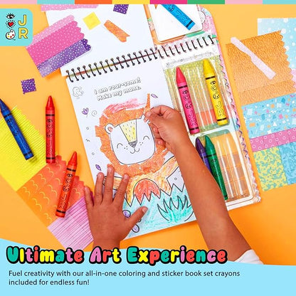 Bright Stripes Art on The Go Travel Kit for Kids Ages 3+| Collage Fun Jungle Theme| Mess-Free Activity Set with Crayons, Stickers & Coloring Book| Creative On-The-Go Fun for Toddlers & Preschoolers