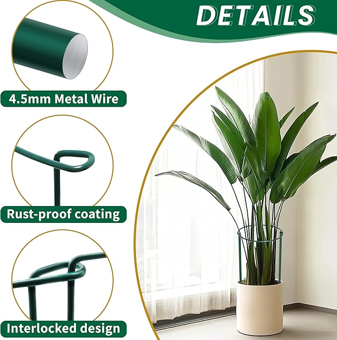 TCBWFY 20 Pack Garden Supports for Plants Metal 10" Wide x 24" High Interlock Half Round Garden Plant Support Ring Border Support Plant Support Ring Cage for Rose Flowers Vine Tomato