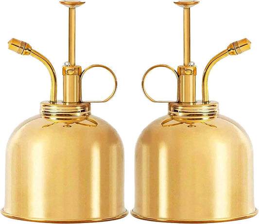 Brass Plant Mister (2 Pack) Indoor Plant Mister, Terrarium Mister, Orchid Spritzer, Succulent, Spray Bottle Mister, Plant Sprayer | A Beautiful and Useful Houseplant Accessory