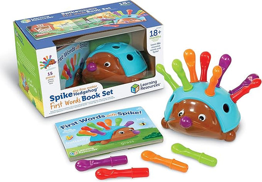 Learning Resources Spike The Fine Motor Hedgehog First Words - 15 Pieces, Age 18 Months+ Toddler Toys, Fine Motor Fun, Preschool Fine Motor Skills, Toddler Activity