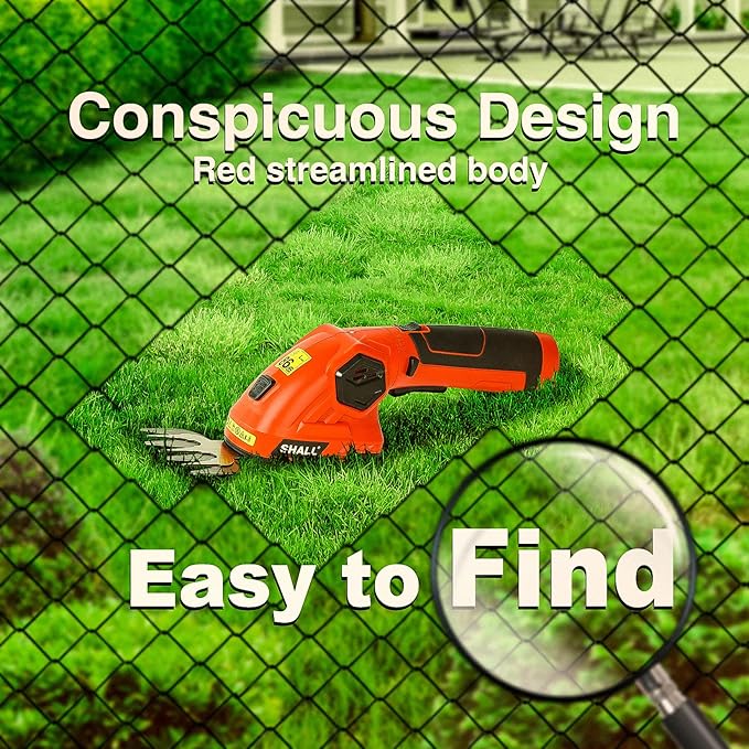 SHALL 2 in 1 Cordless Grass Trimmer & Hedge Shears - 7.2V Electric Shrub Cutter w/Pruning Scissors, Rechargeable Battery & Fast Charger