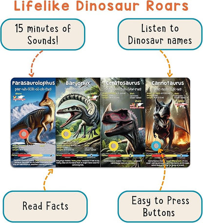 LEARNING BUGS Dinosaur Sound Book for Kids 3-5, 28 Realistic Sounds. Explore Land, Sky, & Sea Dinosaurs, Perfect Educational Toy and Gift for Toddlers