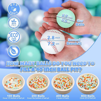 GOGOSO Ball Pits Balls for Toddlers Pack of 50 100 200 Plastics Shape Ball Non-Phthalate Non-BPA Non-Toxic 2.2-Inch Crush Proof Play Balls