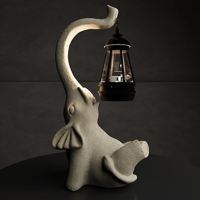 Solar Powered Outdoor Figurine Lights, 10 Inch Waterproof Animal Elephant Statue Light, Suitable for Decorations for Patio, Balcony, Lawn, Courtyard, Etc. (Face Upward)