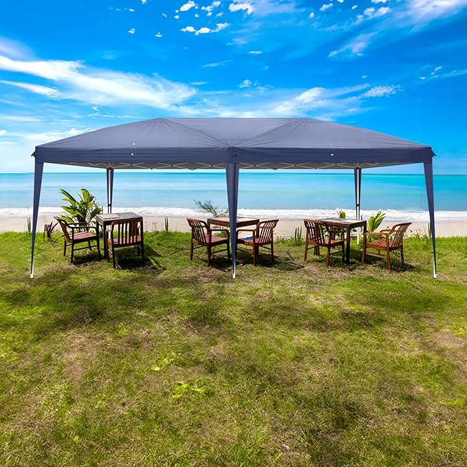 Outvita 10x20ft Pop Up Canopy Tent, Outdoor Instant Shelter Folding Canopy with Carry Bag for Commercial Events, Party, Backyard BBQ, Camping Blue