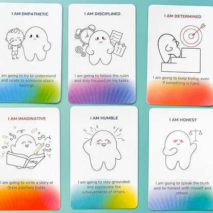 QUOKKA Affirmation Cards for Kids - Anxiety Relief Items Meditation Cards for Mental Health - Calming Self Care for Women - Perfect Mindfulness Gift for Children Teens