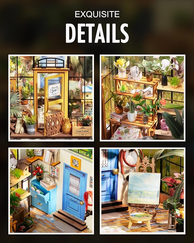 Rolife DIY Miniature Greenhouse Kit, Tiny/Mini House Making Kit with Furniture for Adults, Furniture, Halloween/Christmas Decorations, Gifts for Family and Friends (Cathy's Greenhouse)
