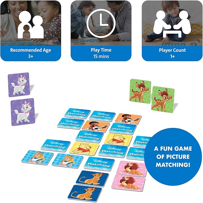 Wonder Forge Disney Matching Game - Fun Memory Game for Boys & Girls Ages 3 and Older - Featuring Classic Disney Characters - Preschool Learning Toy