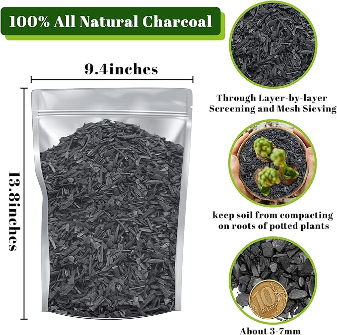 Legigo 4QT All Natural Horticultural Charcoal- Activated Hardwood Plant Charcoal for Soil Amendment, Conditioning Bonsai Soil, Succulent Soil, Terrarium Supplies, Indoor Plant Potting Soil