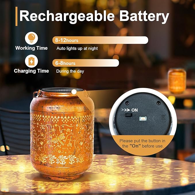 Dragonfly Solar Lanterns Outdoor Hanging Waterproof Dragonfly Garden Decor Christmas Gifts for Women Mom Grandma Metal Solar Lights Decoration Outside for Yard, Patio,Pathway Landscape