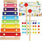 LOOIKOOS Xylophone for Kids Wood Xylophone with 2 Mallets Educational& Preschool Learning Baby Percussion Wooden Musical Instruments Toys for Boys and Girls