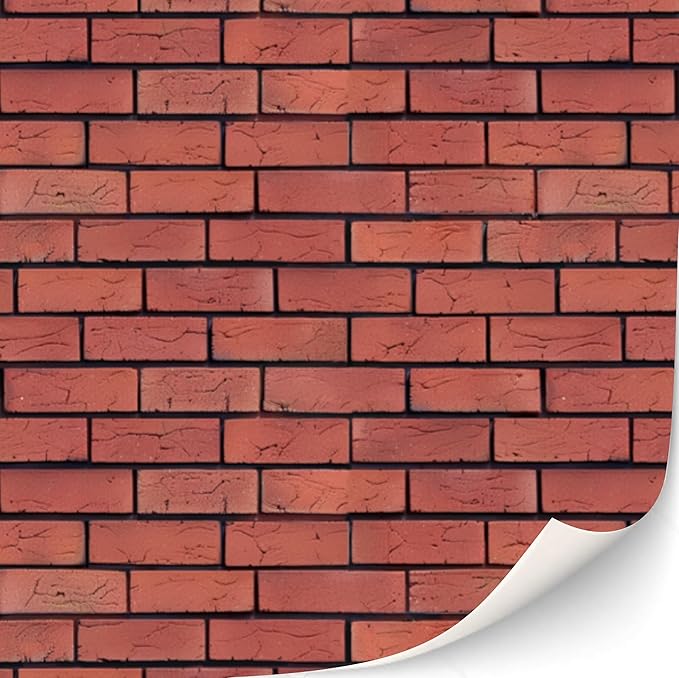 3 Sheets Self-Adhesive Wall Cladding for Dollhouse 1:12 Scale (Dark Joints)