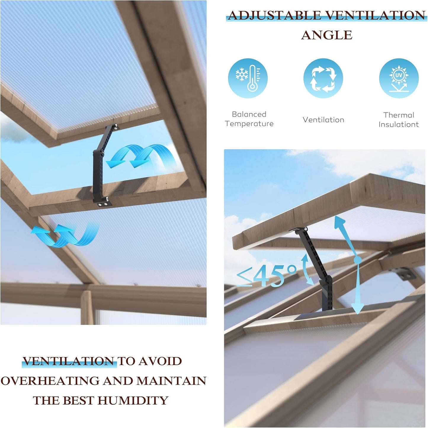 BlueWish 8x16FT Wood Greenhouse, Greenhouses with Cedar Frame, 6MM Thick Polycarbonate Panel, Wooden Green House with Adjustable Vent, Greenhouse for Outdoor, Patio, Garden, Backyard